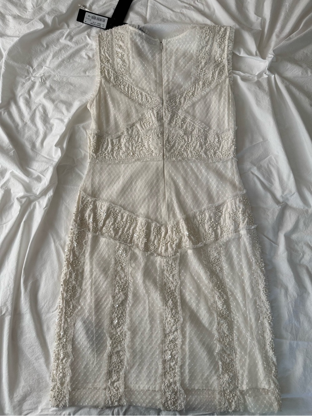 Just Cavalli white beaded Mini Dress with Lace-Up Neckline NWT - Picture 9 of 12